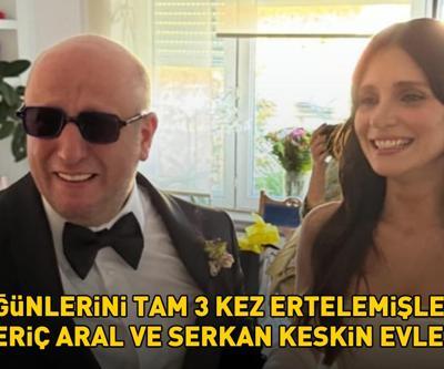 DÜĞÜNLERİNİ 3 KEZ ERTELEMİŞLERDİ Meriç Aral ile Serkan Keskin evlendi