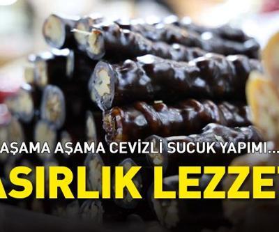 Asırlık lezzet; Üzüm ve cevizden yapılıyor, çerez olarak tüketiliyor... AŞAMA AŞAMA CEVİZLİ SUCUK YAPIMI