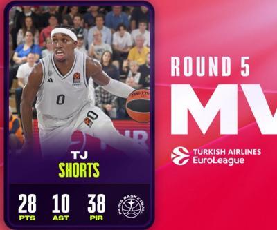 EuroLeaguede 5. haftanın en değerli oyuncusu TJ Shorts oldu
