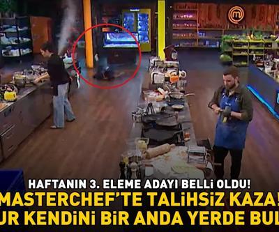 MasterChefte 3. eleme adayı belli oldu Beyza ile aşk yaşadığı iddia edilen Onur kendini yerde buldu TALİHSİZ KAZA