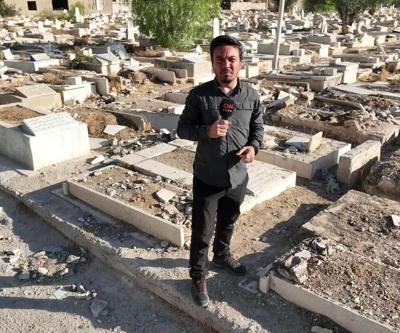 CNN TÜRK YIKIMI GÖRÜNTÜLEDİ:  Esad rejimi mezarlıkları bile tahrip etti