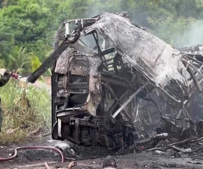 Brezilyada katliam gibi kaza: Otobüs alev aldı, 38 kişi öldü