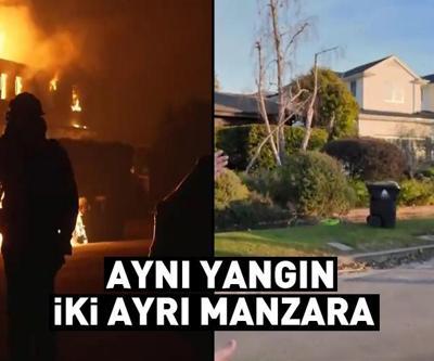 Aynı yangın iki ayrı manzara Bir taraf küle dönerken diğer taraf sapasağlam...