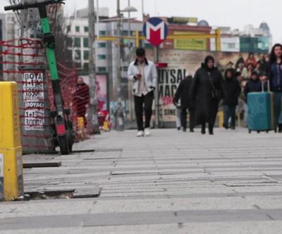 Şişli’de yürüyüş yolundaki ölüm tehlikesi yazısı tedirgin ediyor