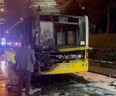 İstanbulda özel halk otobüsü alev aldı