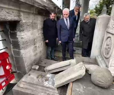 Vali Gül izinsiz gösterilerde zarar gören Şehzadebaşı Camiinde inceleme yaptı