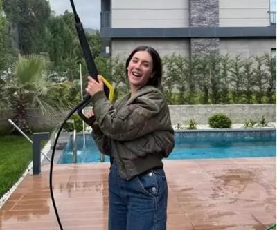 Fulya Zenginer, şimdi de temizlik yaparken verdiği pozlarla gündemde