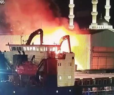 Zonguldakta limanda yangın Sahadaki vinç kullanılamaz hale geldi