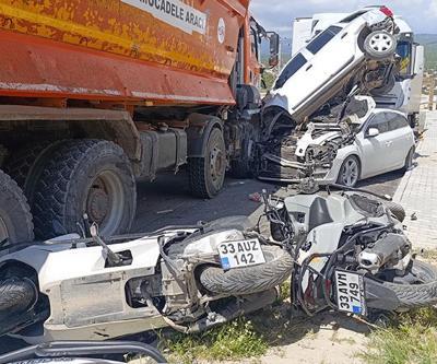 Mersinde kontrolden çıkan kamyon ortalığı savaş alanına çevirdi