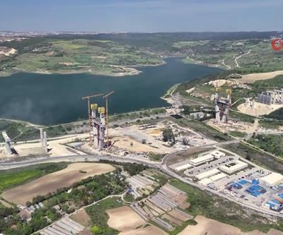 Kanal İstanbuldan son görüntü: Sazlıdere Köprüsünün ayakları 100 metreyi aştı