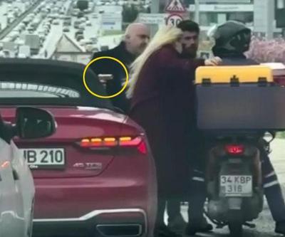 İstanbulda trafikte tartıştığı motokuryeye silah çekti