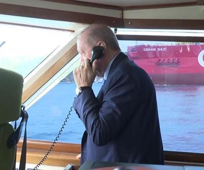 Cumhurbaşkanı Erdoğan, Osman Gazi gemisi kaptanı ile konuştu