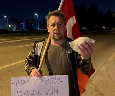 Eskişehirden yola Gazze için çıktı Savaş için değil barış için yürüyelim