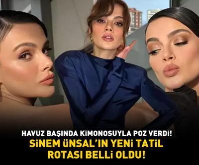 YENİ TATİL ROTASI BELLİ OLDU Uzak Şehirin Alyası Sinem Ünsal havuz başında kimonosuyla poz verdi
