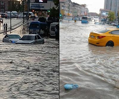 Ankarayı sağanak vurdu: Cadde ve sokaklar göle döndü Vali Şahinden açıklama
