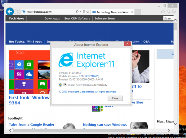 Dokunmatik Internet Explorer geliyor
