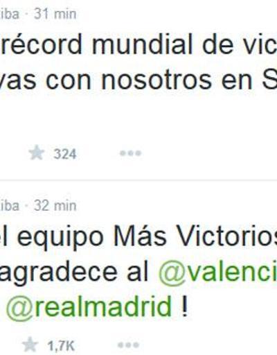 Real Madridi yenen Valenciaya teşekkür mesajı gönderdiler