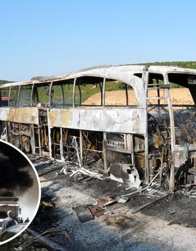 Söke-Milas karayolunda yolcu otobüsü yandı