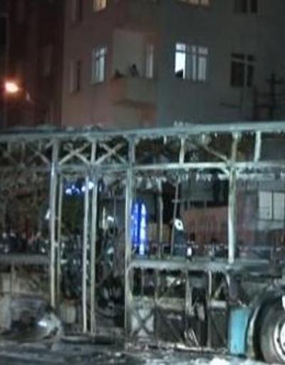 Ataşehirde özel halk otobüsü yakıldı