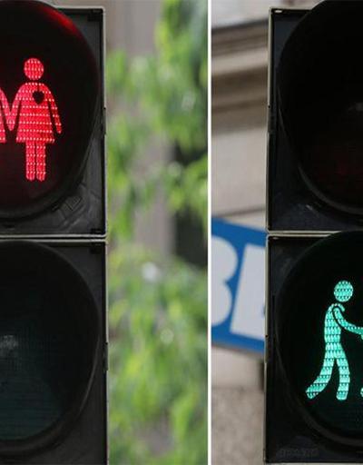 Trafik ışıklarında eşcinsel figürler