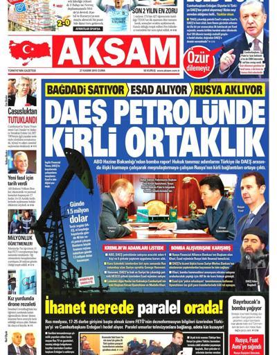 Gazete manşetleri (27 Kasım 2015)