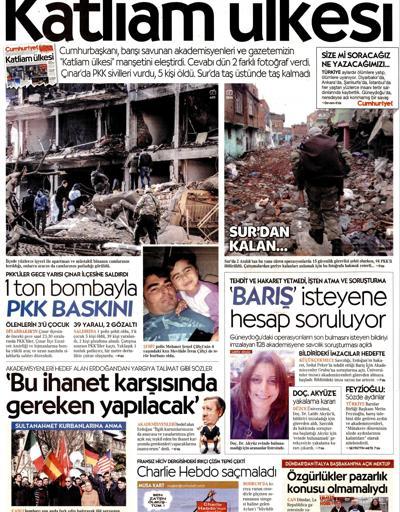 Gazete manşetleri (15 Ocak 2016)