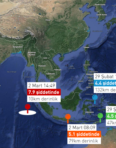 Endonezyada 7.9 büyüklüğünde deprem