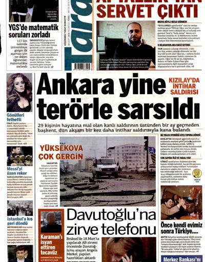 Gazete manşetleri (14 Mart 2016)