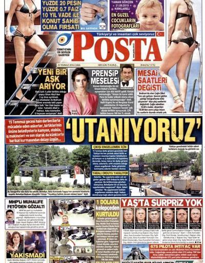 Gazete manşetleri (29.07.2016)