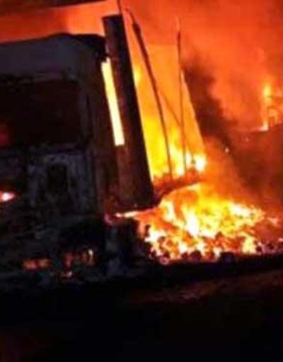 Bitliste PKKlı teröristler iş makinesini yaktı