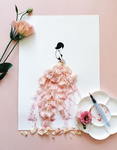 Çiçekten gömlek: Bu sanatçı, kıyafet yerine çiçek yaprakları kullanıyor