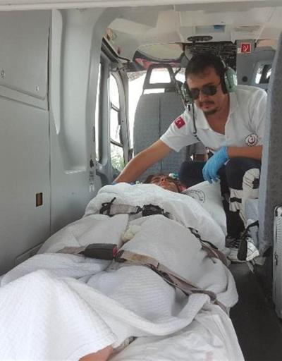 Nazlıcan hava ambulansıyla hastaneye yetiştirildi