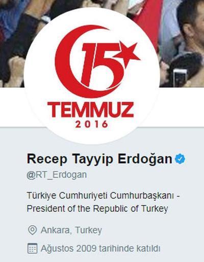 Erdoğandan 15 Temmuza özel profil fotoğrafı