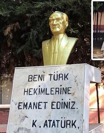 Saldırıda kırılan Atatürk büstü yenilendi