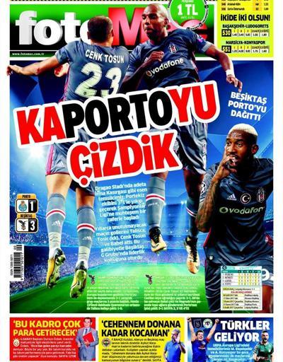 En az Cenk Tosunun golü kadar güzel manşetler... Türk basınında Beşiktaşın Porto zaferi