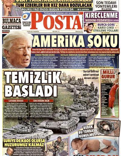 10 Ekim 2017 - Gazetelerin birinci sayfaları