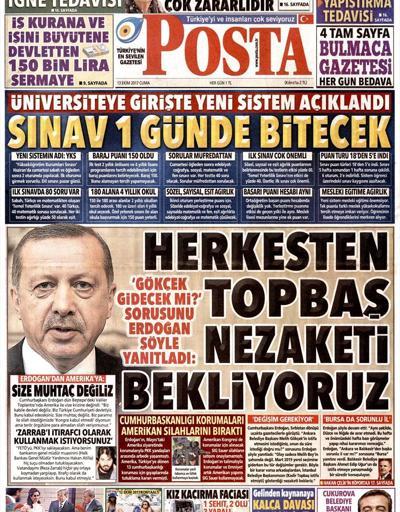 Gazete manşetleri - 13 Ekim 2017