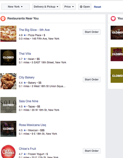 Facebook’ta yemek siparişi verebiliyorsunuz