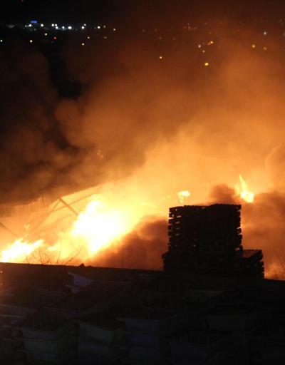 Palet fabrikasının deposu alev alev yandı
