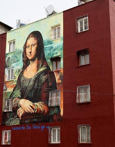 Da Vincinin Mona Lisası bina duvarında