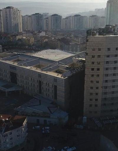 Yangın sonrası Gaziosmanpaşa Taksim Eğitim ve Araştırma Hastanesinin havadan görüntüleri