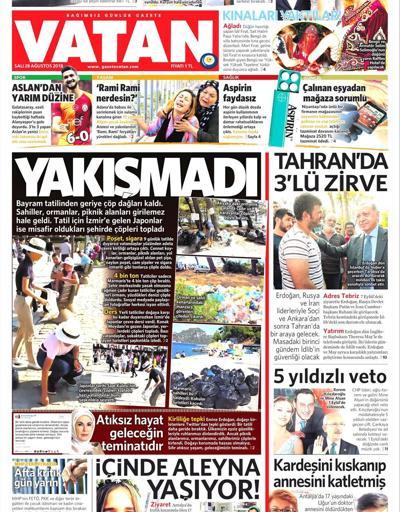 28 Ağustos 2018 - Gazetelerin birinci sayfaları