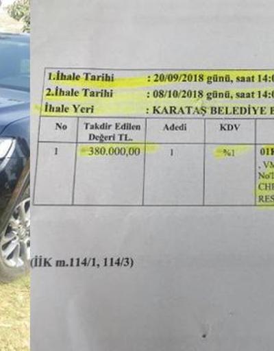 Karataş Belediyesinin makam aracı haczedilip satışa çıkartıldı