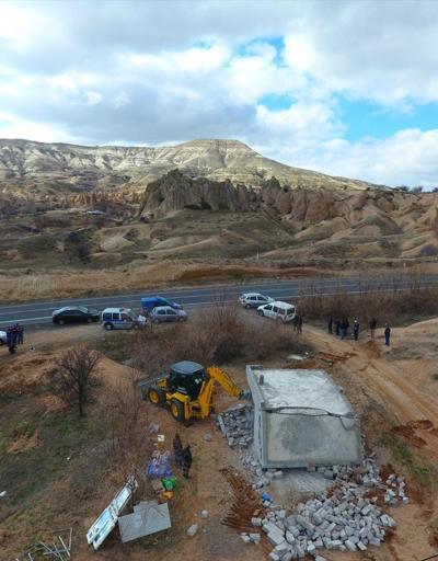 Kapadokyadaki yapıların yıkılmasına başlandı