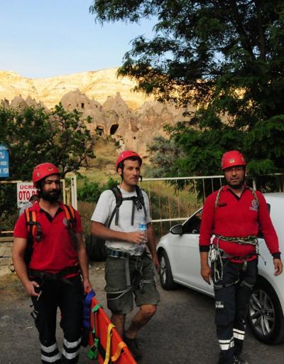 Kapadokyada kayalıklarda mahsur kalan Fransız turist kurtarıldı