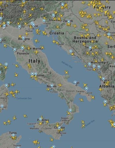 İtalyada uçak trafiğinde dikkat çeken azalma