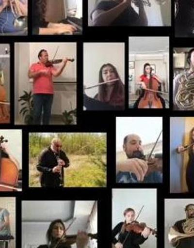 40 müzisyen evlerinde İstiklal Marşını seslendirdi