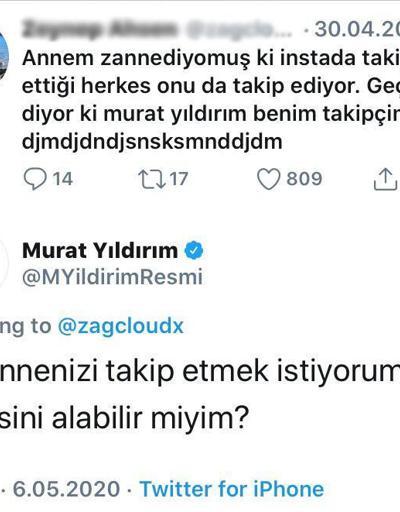 Murat Yıldırımdan takipçisine jest