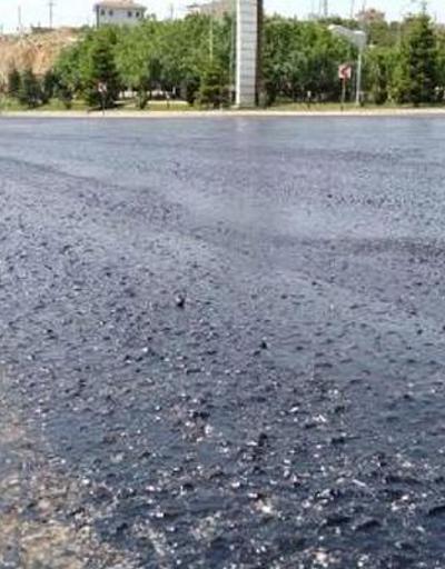 Mayıs ayında sıcaktan asfalt eridi