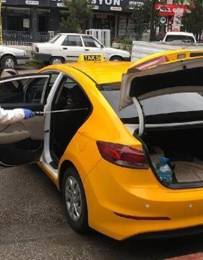 Yenimahallede taksi ve dolmuşlar dezenfekte edildi